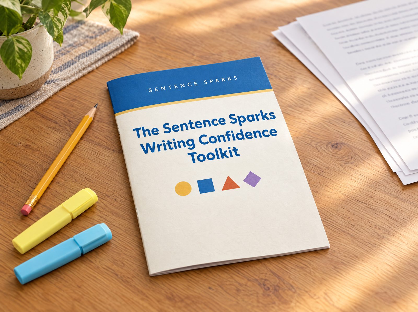 The printed toolkit booklet with two highlighters