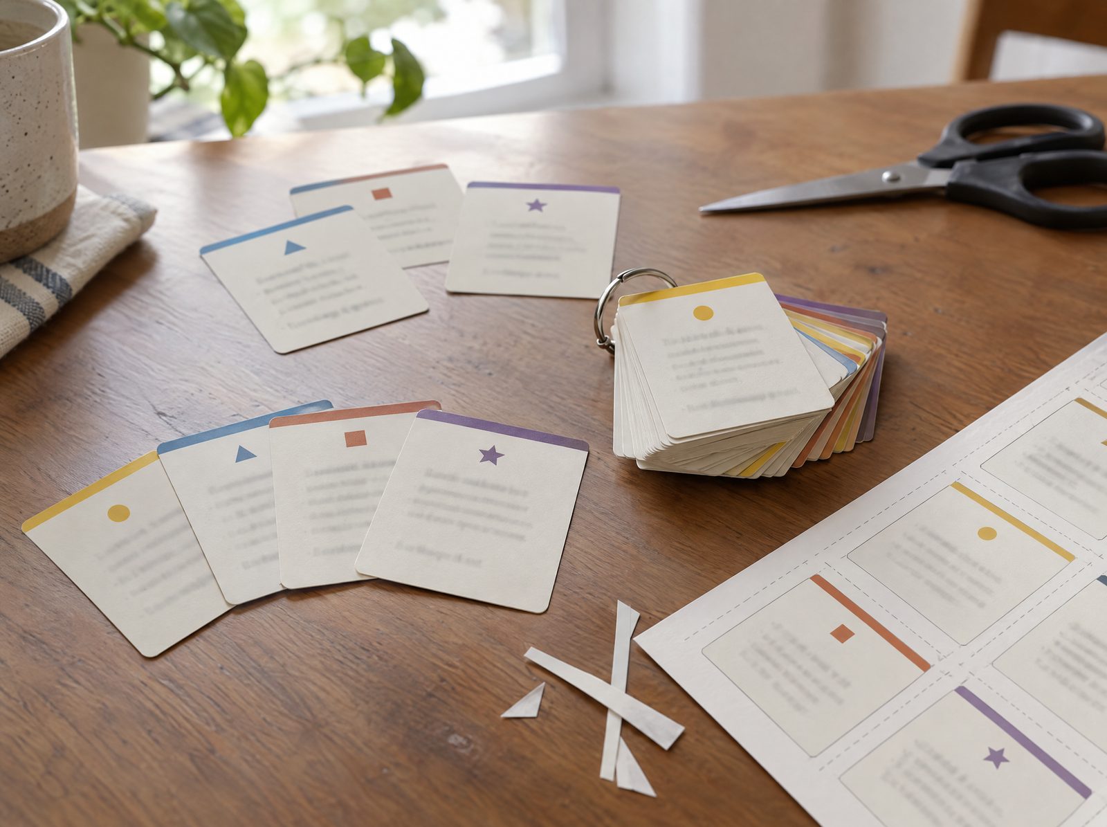 Cut prompt cards on a ring